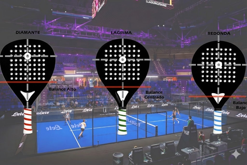 Pala de pádel con forma lágrima con equilibrio entre control y potencia para jugadores intermedios"